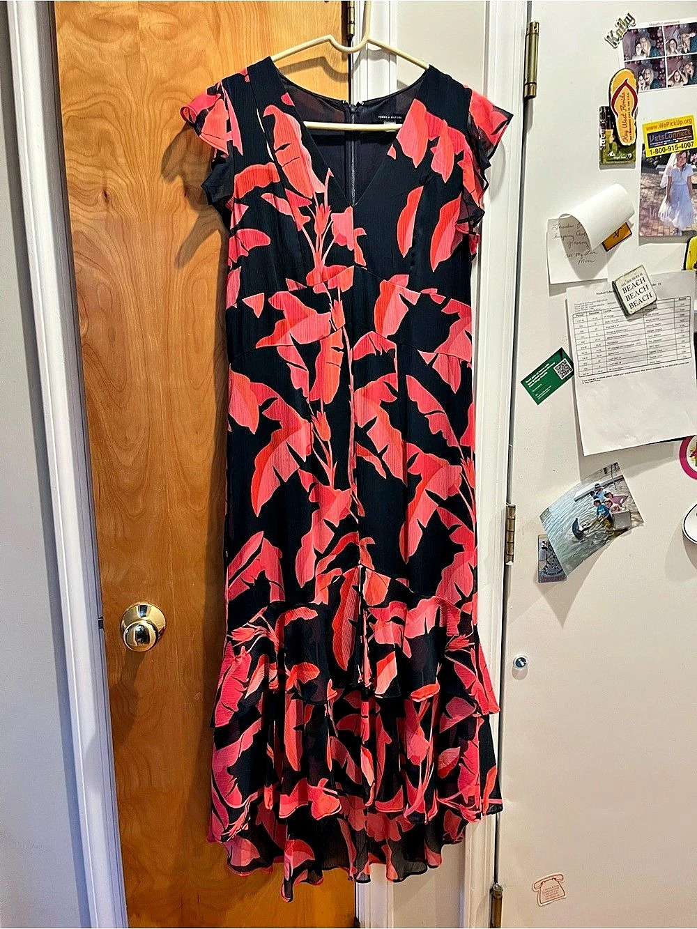 Tommy Hilfiger Floral Midi Dress in Black & Red Like New